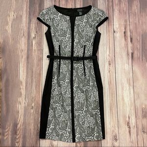 NWOT Etcetera Black and White Belted Dress Size 8